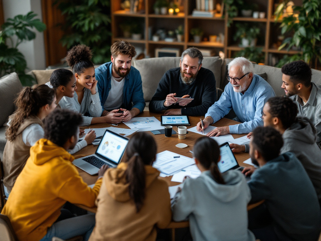 Group of people engaging in collaborative learning